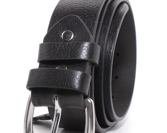 Handmade Full Grain Buffalo Leather Belt: Amish Made Rolling Buckle 1.5'' Width