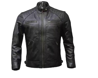 Cafe Racer Style Jacket Men's Sheepskin Butter Soft Leather: Vintage Handmade Motorcycle Biker Style