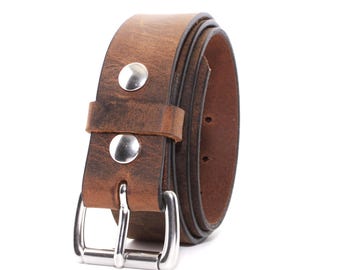 Mens Full Grain Buffalo Leather Belt: Amish USA Vegetable Tan, 1.5" Width, CCW Option