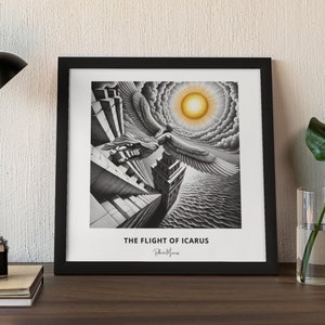 The Flight of Icarus, M.C. Escher Inspired Modern Wall Art
