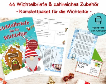 Wichtelbriefe für die Wichteltür | Wichtelbrief-Komplettpaket mit 44 personalisierbaren Wichtelbriefen vom Weihnachtswichtel zum Ausdrucken