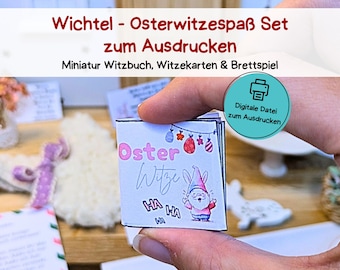 Wichtel - Oster-Witzespaß - Miniatur Witzebuch, Witzkarten und Brettspiel zu Ostern zum Ausdrucken