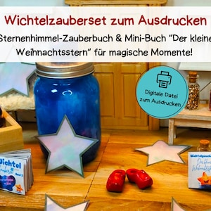 Wichtel - Zauberset - Sternenhimmel im Glas - Mini-Sternenhimmel-Zauberbuch & Mini-Buch "Der kleine Weihnachtsstern" zum Ausdrucken