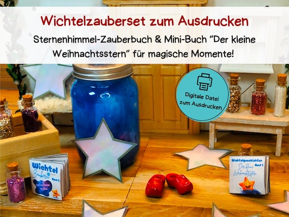 Wichtel - Zauberset - Sternenhimmel Im Glas - Mini-sternenhimmel-zauberbuch  & Mini-buch "der Kleine Weihnachtsstern" Zum Ausdrucken - Etsy