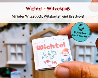 Wichtel - Witzespaß - Miniatur Witzebuch, Witzkarten und Brettspiel zum Ausdrucken