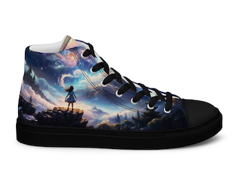 Starry Night Adventure High Top Canvas Shoes: Artistic Design