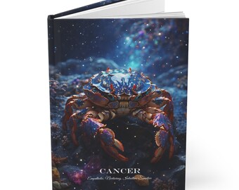 Hardcover Journal Matte  - Cancer Zodiac Sign Astrology Diary Notebook A5