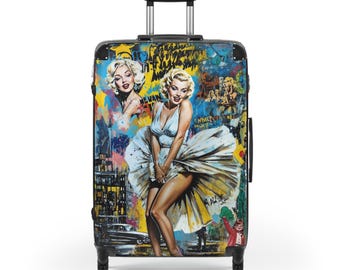 Marilyn Monroe Pop Art Suitcase – Graffiti Travel Luggage, Stylish Rolling Bag for Trendy Travel, Festivals, & Bold Adventures