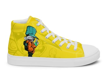 Unisex high top canvas shoes -  Grafitti Sprayer Illustration