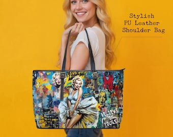 Marilyn Monroe Graffiti PU Leather Shoulder Bag - Urban Street Style