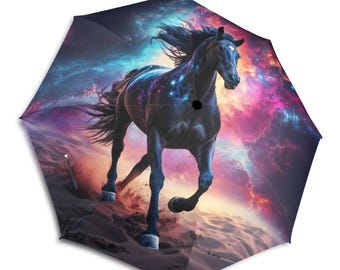 Equestrian Horses Umbrella, Semi-automatic Foldable Umbrella