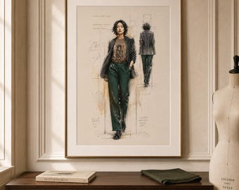 Fashion Illustration Art Print on Textured Watercolor Paper, Unframed Poster, Editorial Dressing Room Wall Art