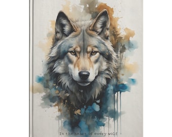 Hardcover Journal - Wild Wolf Watercolor illustration, A4, A5