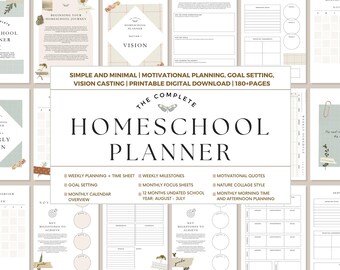 The Complete Homeschool Planner | Simple Easy to Use | Organizer | Beautiful Collage Nature | PDF Undated | Great for Beginner Homeschool
