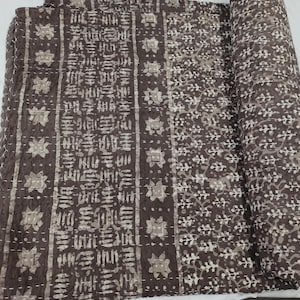 Indian Kantha Quilt Kantha Bedspread Gray Cotton bed cover Kantha Quilts Handmade Kantha Quilt Queen kantha And King Kantha Bedding Quilt