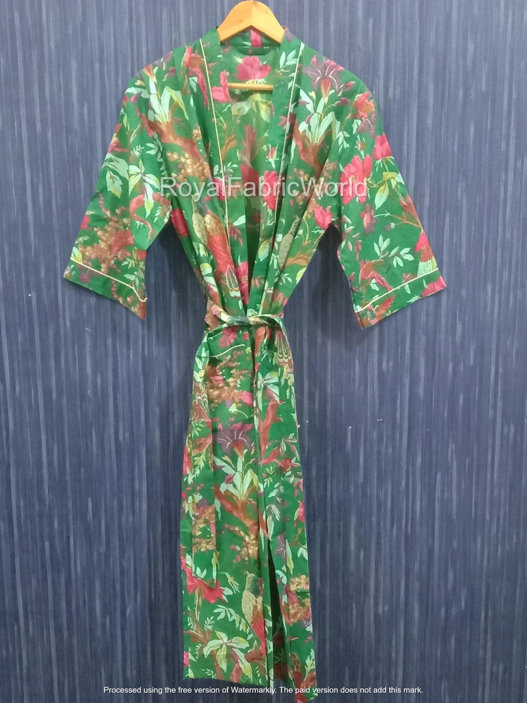 Handmade Floral Cotton Kimono Robe, Block Print Kaftan, Loungewear - Etsy