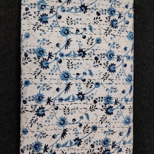 Blue Indian Kantha Quilt, Handmade Floral Hand Block Print Cotton Sheet Bedspread, king Queen Twin Size Kantha Quilt, Kantha Coverlet Throw