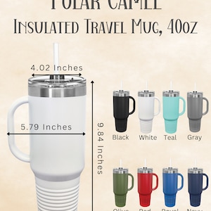 Taza de viaje con aislamiento Polar Camel, tabla de tallas de 40 oz Taza de viaje con aislamiento Polar Camel, tabla de colores de 40 oz