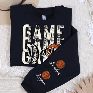 Game Day Basketball Sweatshirt, Custom Basketball Sweatshirt, Name on Sleeve Basketball, Game Day Sweatshirt, Basketball shirts