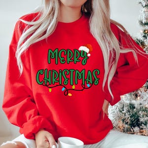 Christmas Sweatshirt Ugly Christmas Sweater Holiday Party Wear Christmas Outfit Santa Hat Design Festive Winter Gift Family Photo Holiday