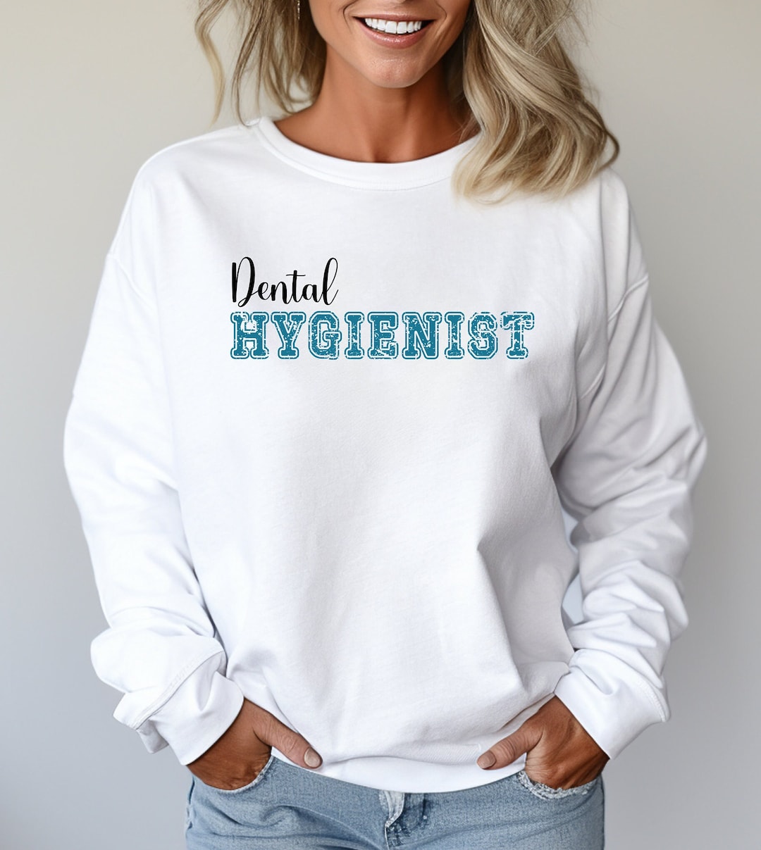 Dental Hygienist Sweatshirt - Unisex Long Sleeve Top With Graphic Print, Rose Gold, XX-Large