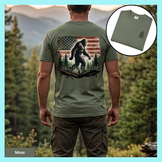 Sasquatch Shirt Bigfoot Shirt Bigfoot T shirt Theme Outdoor Style American Flag Design Comfort Colors Fathers Day Gift Gift For Dad Hiking