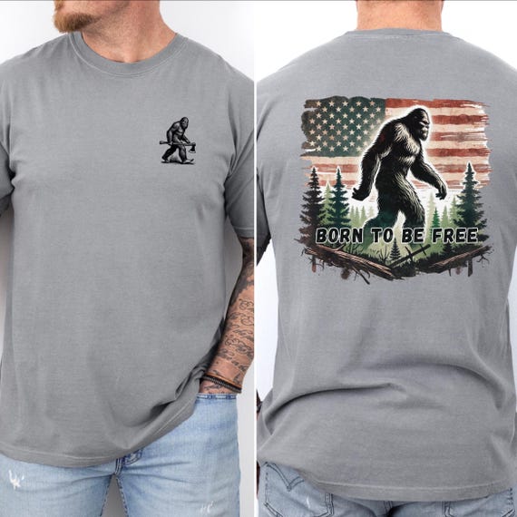 Sasquatch Shirt Bigfoot Shirt Bigfoot T shirt Theme Outdoor Style American Flag Design Comfort Colors Fathers Day Gift Gift For Dad Hiking
