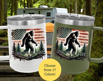 Bigfoot Insulated Tumbler For Dad Gift Idea For Father Unique Gift For Dad Unique Dad Gift Fathers Day Gift Patriotic Design American Flag