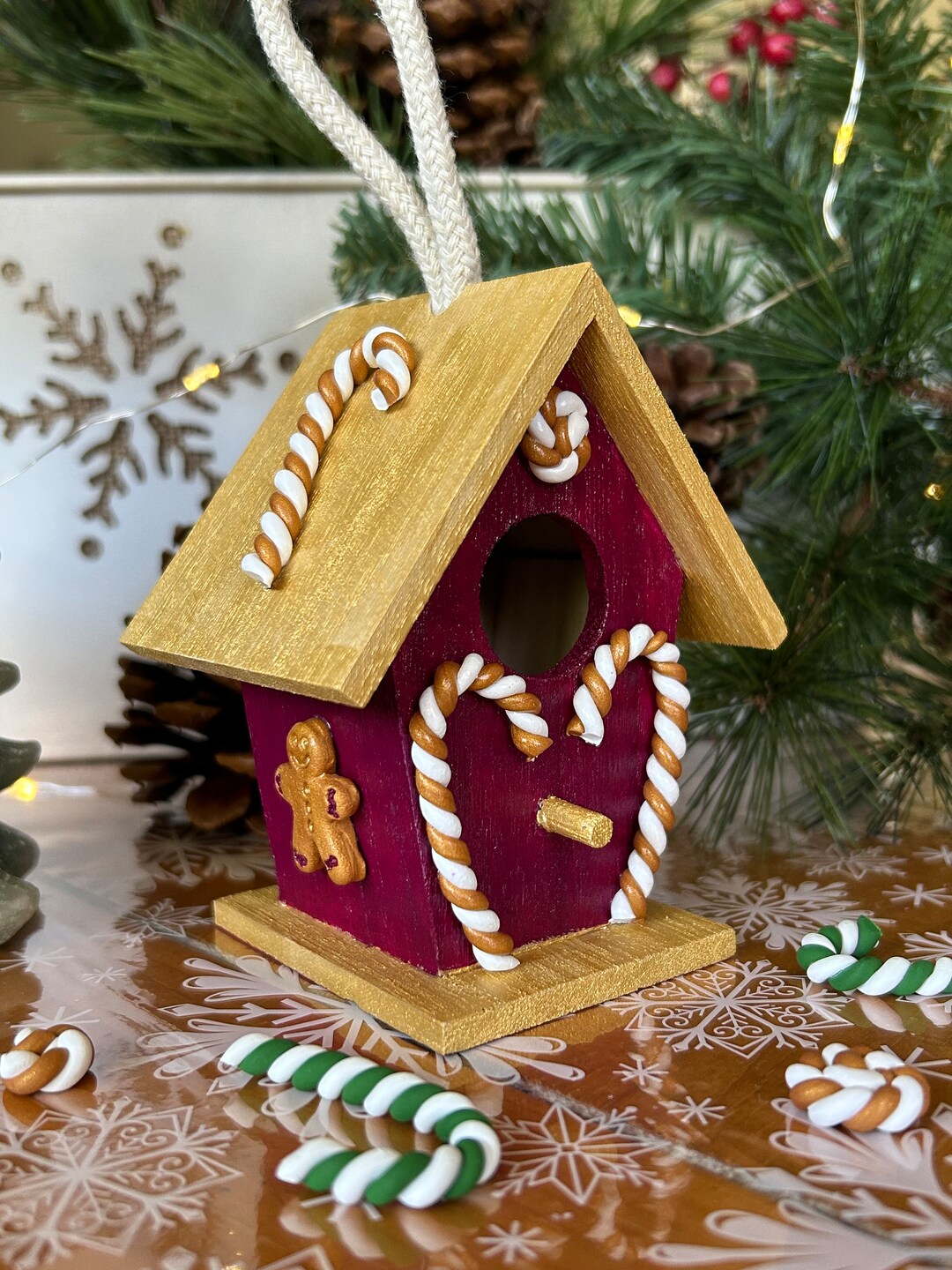 Birdhouse Ornament Christmas Ornament Little Birdhouse Etsy