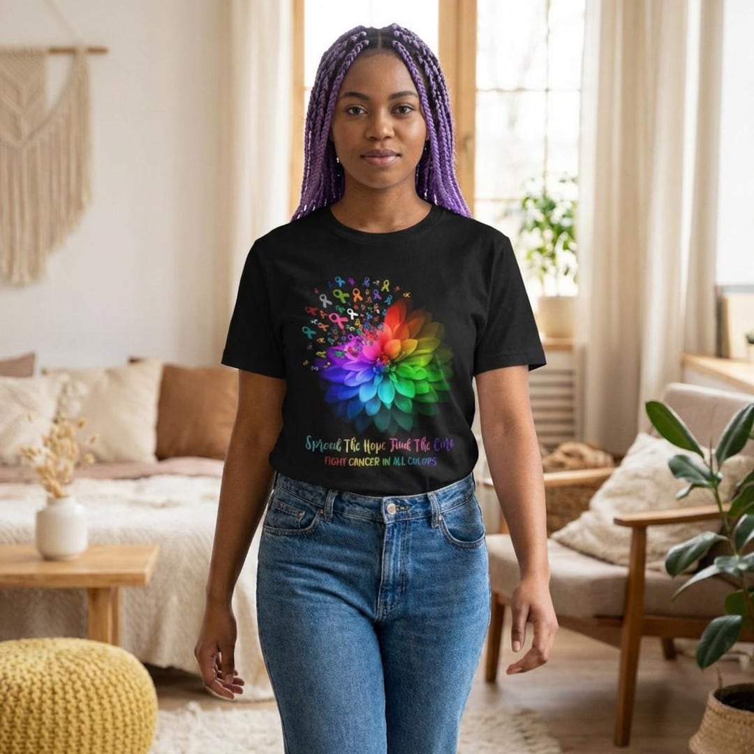 Rainbow Awareness Ribbon Flower T-shirt | Cancer Awareness, Hope in All ...