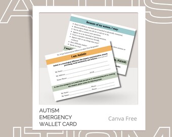 Autism Wallet Card for Disclosure to First Responders and Law Enforcers/ Autism/ Emergency Card/ Digital I am Autistic card for your wallet