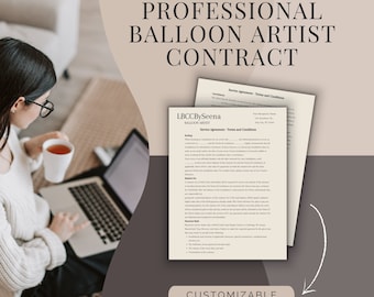 Balloon Artist Contract template, Balloon Artist Agreement, Balloon Decor Contract, Balloon Contract, Canva