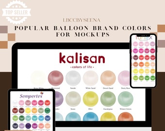 ¡Los mejores colores de las marcas de globos más populares: Kalisan, Tuftex, Qualatex y Sempertex para maquetas de globos! CANVA GRATIS