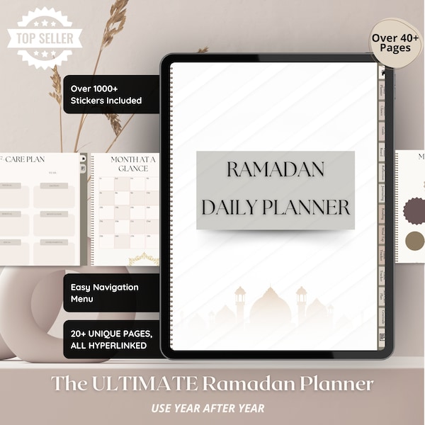 Ramadan Planner undated Digital Ramadan Planner, Ramadan Planner Printable, Ramadan Journal, PDF, GoodNotes, iPad Planner 2024 hyperlinked