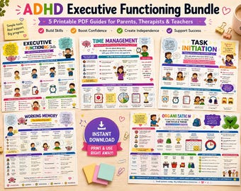 ADHD Executive Functioning Bundle | Printable ADHD Tools for Parents, Therapists & Teachers