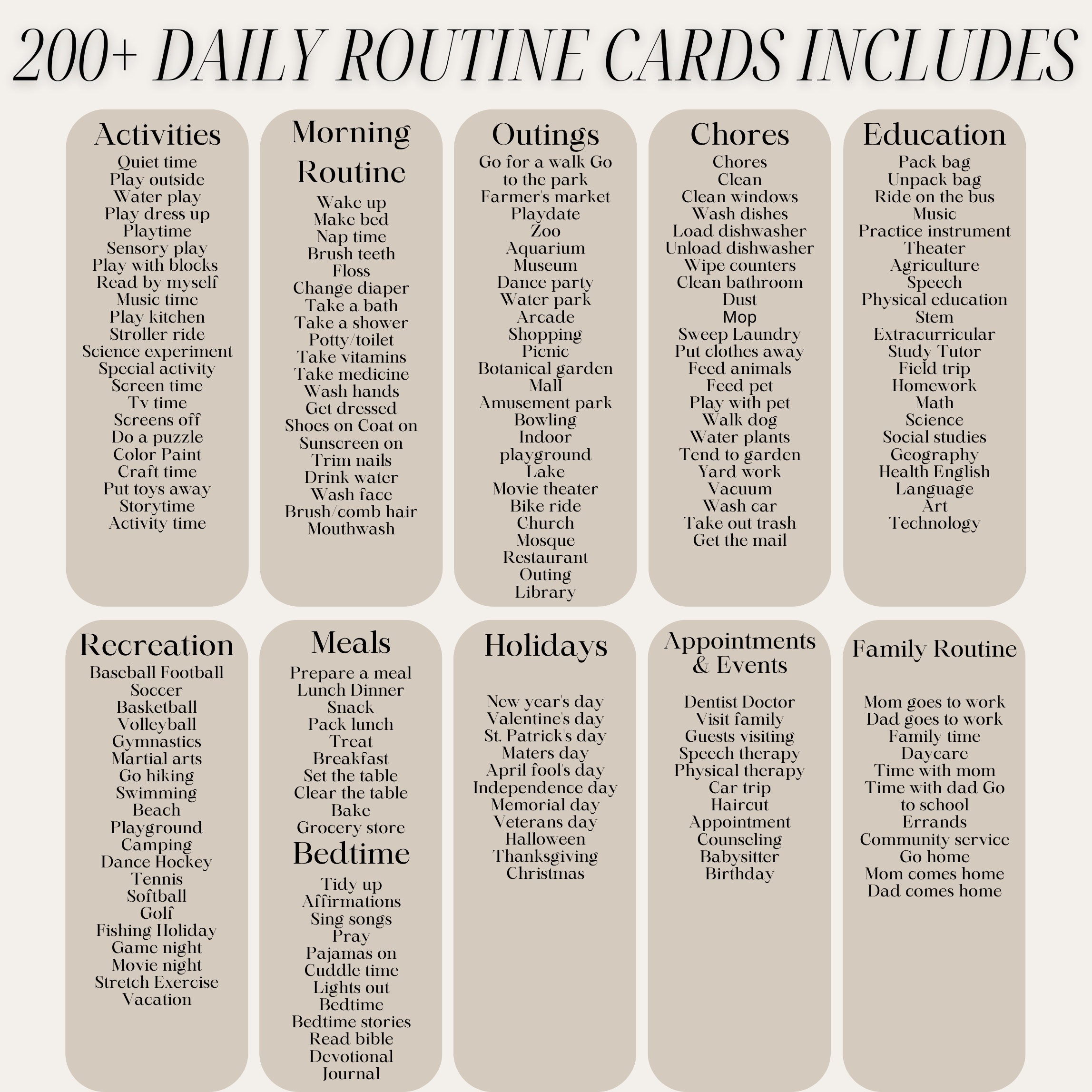200+ Daily Routine Cards With Charts/ Autism/ Visual Aid/ ABA Therapy ...