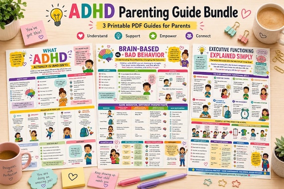 ADHD Parenting Guide Bundle | Printable ADHD Support Tools for Parents, Therapists & Teachers