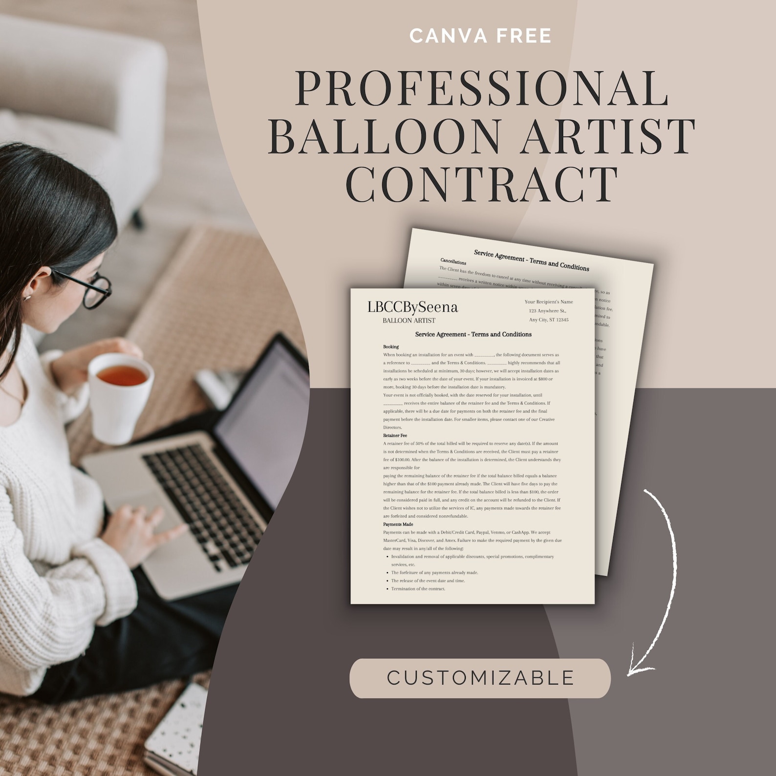 Balloon Artist Contract Template, Balloon Artist Agreement, Balloon Decor Contract, Balloon