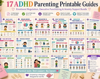 Understanding ADHD Bundle | 17 ADHD Parenting Printable Guides for Emotional Regulation & Executive Functioning