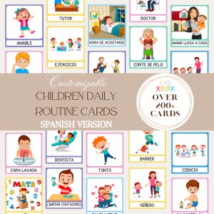 SPAANSE VERSIE: 200+ dagkaarten met grafieken / Autisme/ Visuele Hulp / ABA Therapy/2024/ Canva/ Aanpasbaar