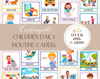 200+ Daily routine cards with charts/ Autism/ Visual Aid/ ABA Therapy/ 2024/ Canva/ Customizable