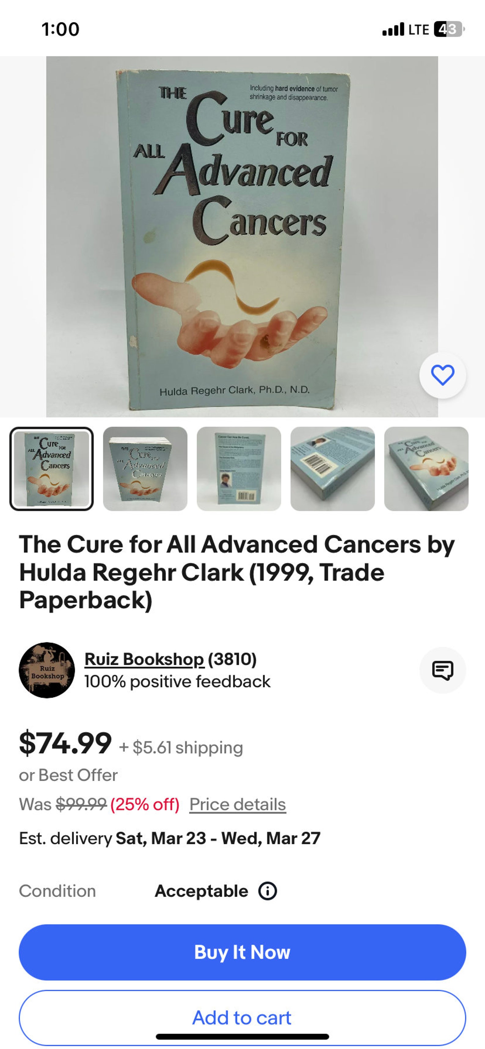 The Cure For All Advanced Cancers - Hardcover Book By Hulda Regehr Clark