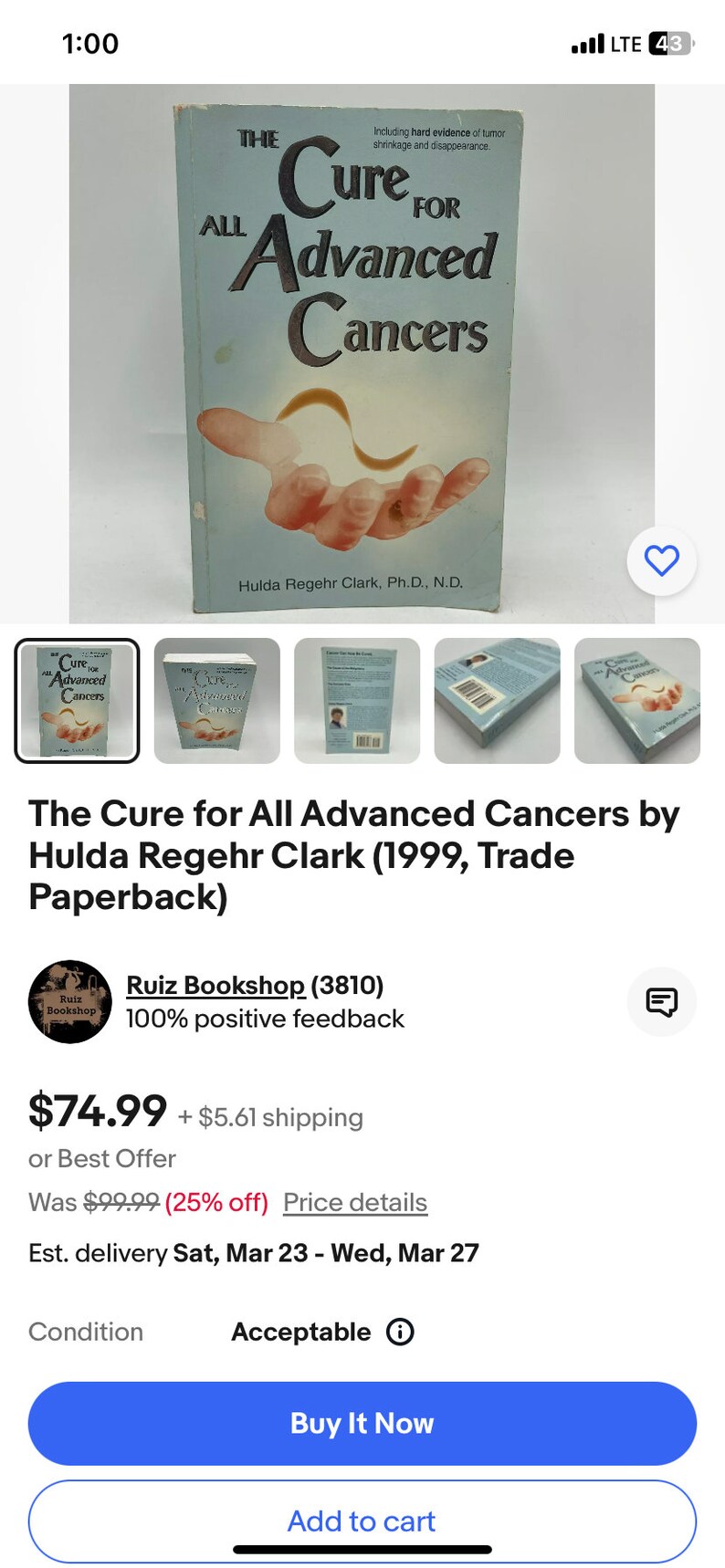 The Cure For All Advanced Cancers - Hardcover Book By Hulda Regehr Clark