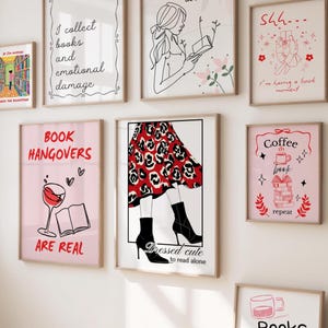 Book Lover Wall Art Set: Bookish Quote Prints, Dorm Decor (Digital Download)