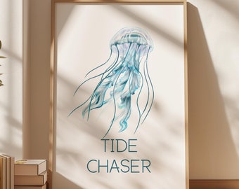 Jellyfish Wall Art, Fisherman Aesthetic Wall Decor, Jellyfish Art, Jellyfish Poster, Nautical Wall Decor, Coastal Wall Art, Fisherman Gift