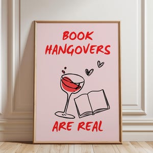 Book Hangover Art Print: Wine & Books, Funny Book Lover Gift (Digital Download)