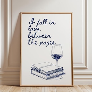 Wine and Books Print: Romance Reader Wall Art (Digital Download)
