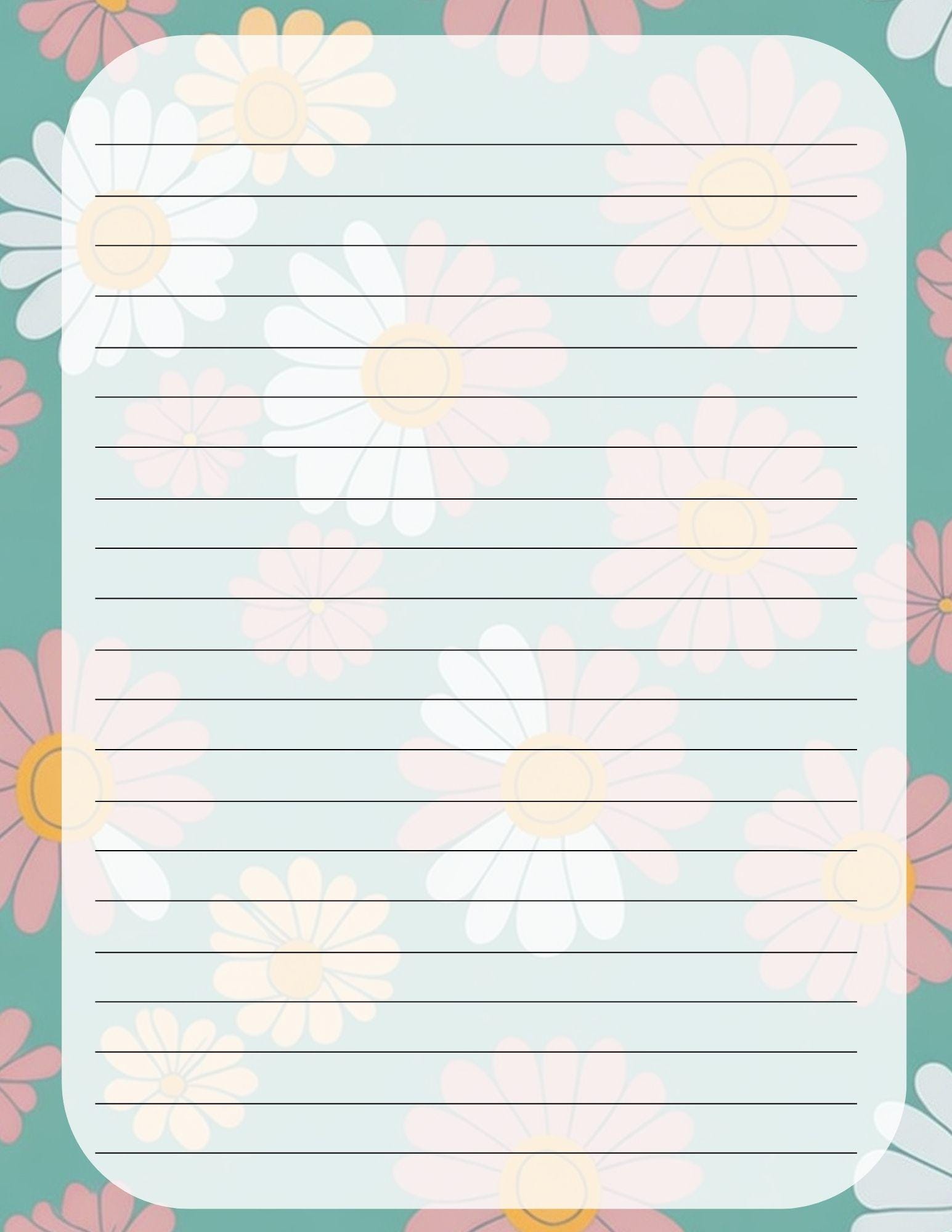 Floral Printable Note Pages: Wide-ruled Journal Paper (PDF Digital ...