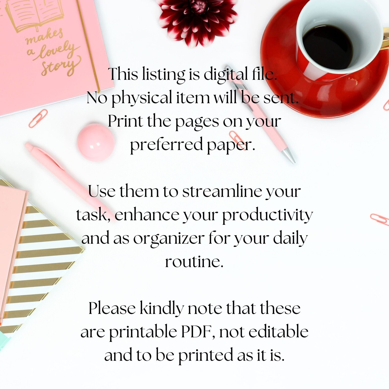 Coffee One Page 2024 Calendar. Printable 2024 Calendar. Year at a