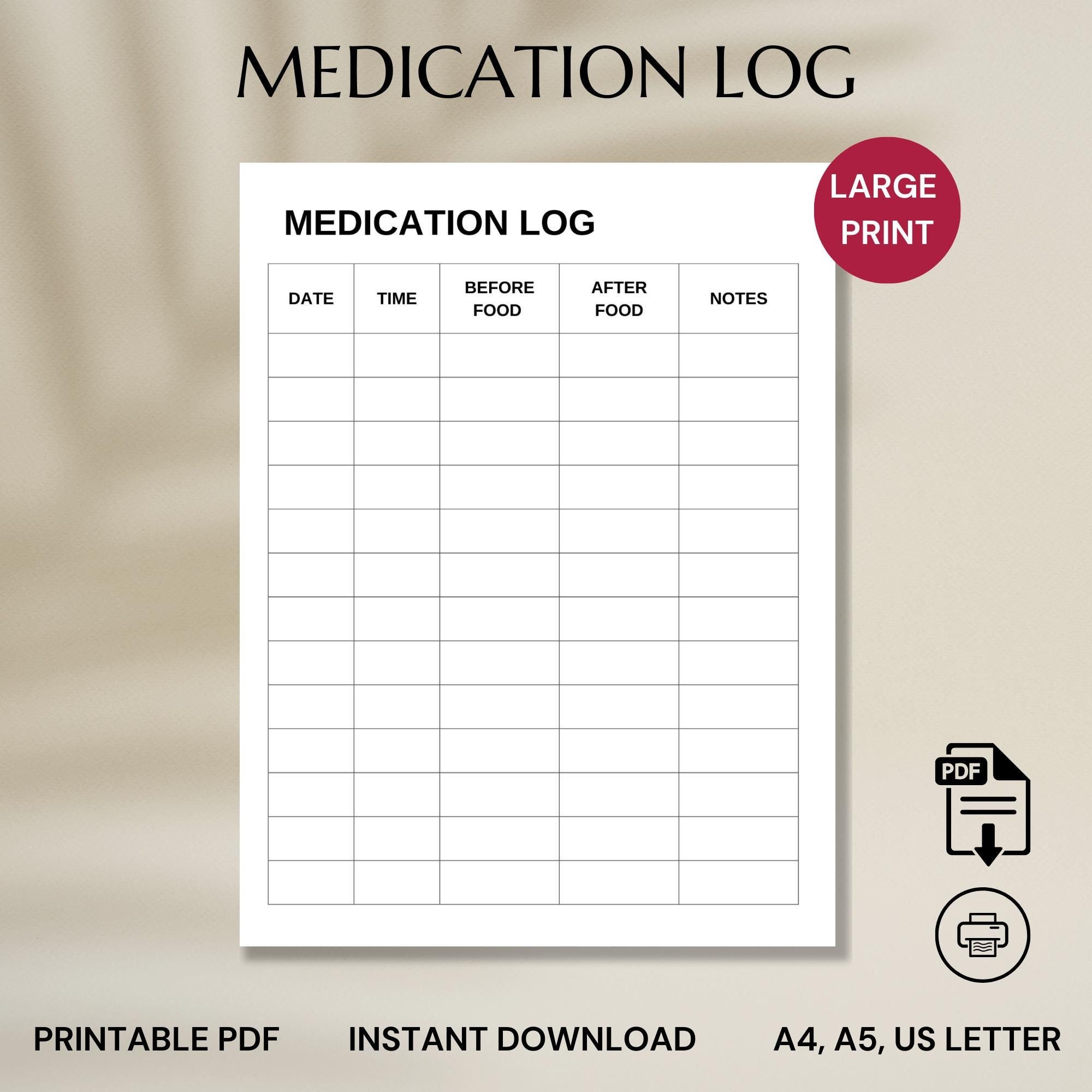 printed senior medication schedule large font template